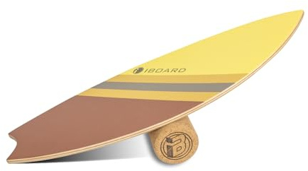 iBOARD Premium Balance Board Trainer With Rollers - 10 Layer Wooden Exercise Non-slip Surface Fish Tail for Surfing, Paddle, Yoga, Training