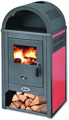 Estufa de leña Vienna de acero y cerámica – Color Rojo