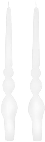 Juego de 4 velas artesanales con espiral Voluta - Altura 30 cm - Blanco