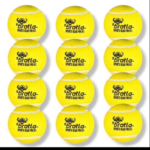 Bratla Pro Tennis Balls for Cricket - Lightweight Cricket Ball Tennis Ball for Tape Ball Cricket Bat (Pack of 12)