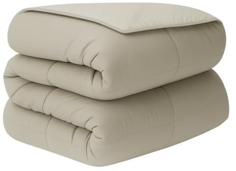 DECASATEXTIL -Edredon Nordico Bicolor Reversible - 400Gr/m2 - Cama 150/160 - Edredon Microfibra – Reversible- Suave, cómodo, Ligero y Transpirable –Beige/Gris 260x240cm