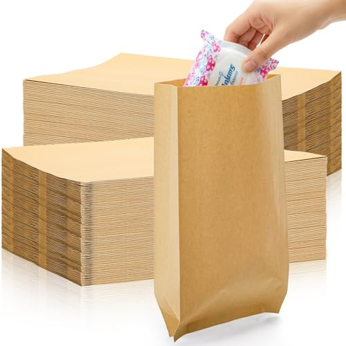 ZOOFOX 300 Pieces Waxed Kraft Sanitary Napkin Disposal Bag, Leak Proof 5.5 x 10 Waste Receptacle Paper Liner, Commercial Business Restroom Bathroom Janitorial Personal Dispenser for Tampon and Pad
