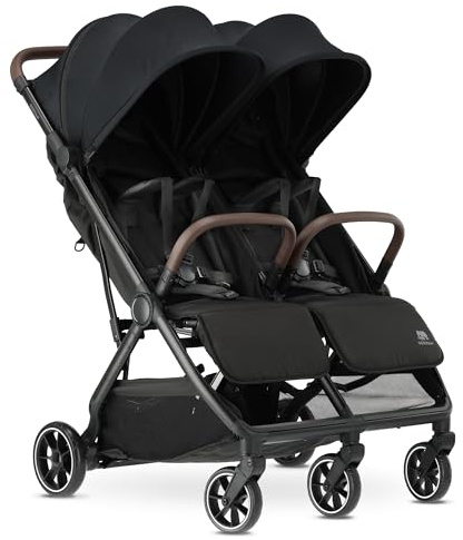 Deryan Rolo X2 XL V2 - Cochecito 2 en 1 – Cochecito plegable pequeño – hasta 4 años – Carrito de bebé por asiento soporta hasta 22 kg – cochecito plegable – compacto y plegable – negro