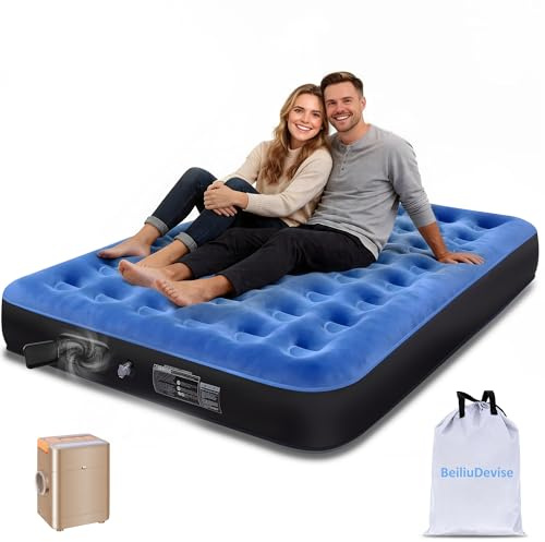 BeiliuDevise Air Mattress Queen with Built in Pump, Comfort Inflatable Blow up Mattress,Upgraded Support Structure Portable Air Bed for Camping, Guests and Home, Colchon Inflable, 650lbs Max | Upgraded Support Structure Portable Air Bed for Camping, Guests and Home, Colchon Inflable, 650lbs Max