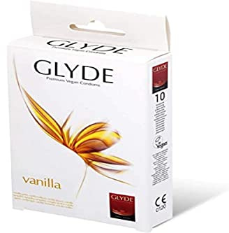 Glyde Ultra Vanilla 10 Yellow Condoms with Vanilla Flavour, Certified with the Vegan Flower