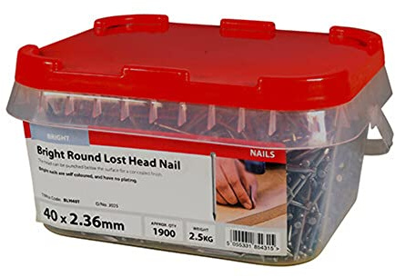 TIMco Bright Round Lost Head Nails (2.5kg TUB) 40 x 2.36