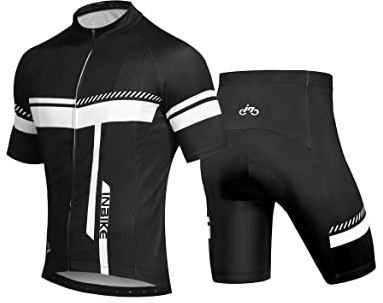 INBIKE Maillot de Cyclisme et Cuissard Homme Gel Rembourré Tenue Cycliste Respirant Manche Courte Jersey Séchage Rapide pour VTT Velo de Route Short Noir S