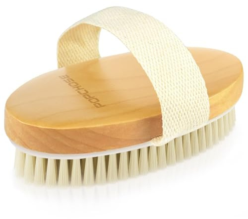 POPCHOSE Dry Brushing Body Brush, Natural Bristle Dry Skin Exfoliating Brush Body Scrub for Flawless Skin, Cellulite Reduction, Lymphatic Drainage and Blood Circulation Improvement