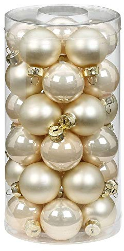 Magic Weihnachtskugeln Glas 4cm, 30 Stück Christbaumkugeln Deko Weihnachten Farbe: Perle - Champagner