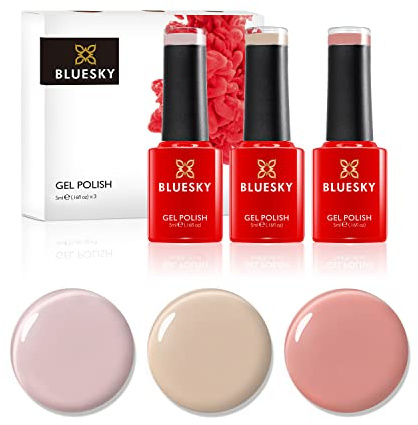 Bluesky Gel Nail Polish Set - Spring 2023 Nudes, 3 x 5 ml Nude Gel Nail Polishes (Requires Curing Under UV/LED Lamp)