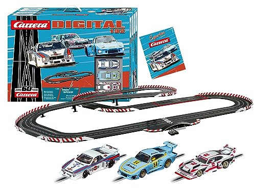 Carrera I Retro Grand Prix I Digitale Rennbahn I Inkl 3 legendäre Autos und Sammlertafel I Bis zu 6 Fahrer gleichzeitig I Originalgetreue Fahrzeuge I Maßstab 1:32 I GhostI und SafetycarIFunktion