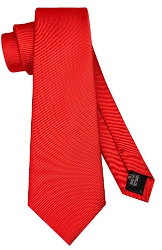JEMYGINS Cravate en soie pour homme 7 cm, Rouge, M