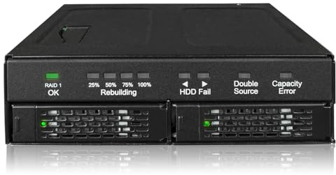 ICY Dock Rack Amovible Raid 1/JBOD pour Deux disques durs/SSD SATA 2,5 dans 1 Baie 5,25 entièrement en métal – ToughArmor Raid MB902SPR-B R1