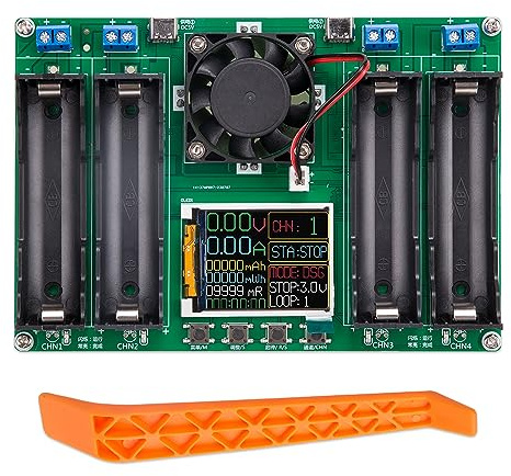 ZORZA 1Pcs Type-C 18650 Battery Capacity Tester Lithium Battery Internal Resistance Tester 4-Channel Automatic Charge Discharge Module for Flat Ends 18650 Batteries