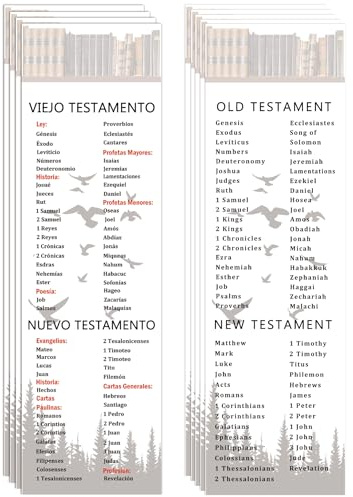Lot de 24 marque-pages bilingues de la Bible espagnole et anglais pour lire des livres religieux chrétiens par chapitre de l'Ancien et du Nouveau Testament Guide de la Bible pour la fête des pères