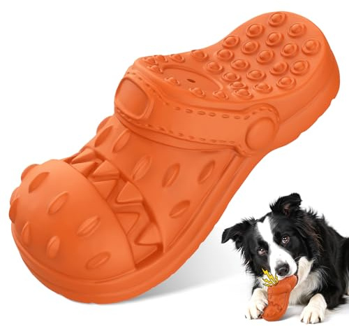 Jewyow Hundespielzeug Unzerstörbar, Kauspielzeug aus Naturkautschuk, Langlebiges & Flexibles Spielzeug mit Rinderaroma, Für Starke Kauer & Auslastung, Für Mittelgroße & Große Hunde (Orange)