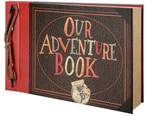 Scrapbook Photo Album,Our Adventure Book Scrapbook, Leather cover with Embossed Text Travel Scrapbook for Anniversary, Wedding, Valentines' gifts, Travelling, Baby Shower, Red