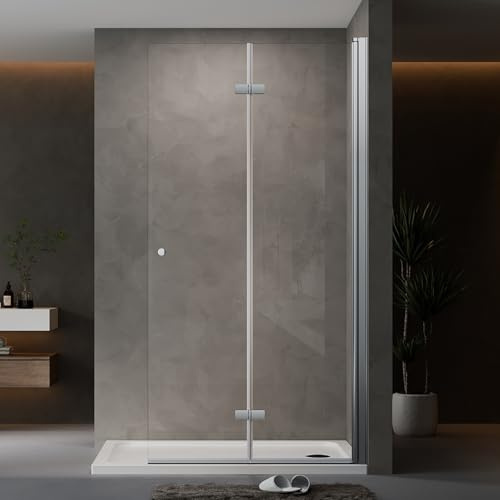 AQUENITH Duschwand Glas 120x185cm Walk in Dusche Duschabtrennung Duschtrennwand Glaswand Faltwand Faltdusche aus 6mm ESG-Sicherheitsglas Klarglas Glas Höhe 185cm