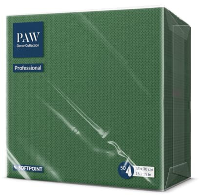 PAW – Tovaglioli Soft Point (38 x 38 cm) | 50 tovaglioli per gastro-tovaglioli, morbidi e robusti, ideali per l'uso quotidiano, pub e caffetterie, tinta unita, verde agrifoglio