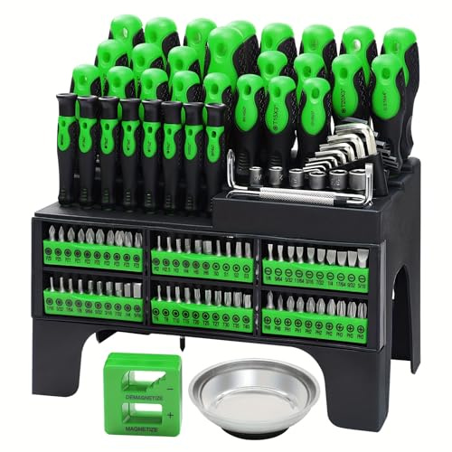 Set di cacciaviti magnetici con supporto in plastica, con cacciavite di precisione, cacciavite angolare, cacciavite a cricchetto, adattatore per bussola