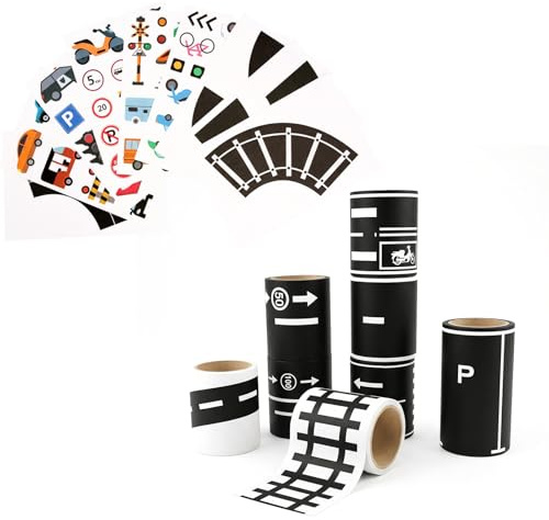 Lot de 17 panneaux de signalisation routière Washi Tape autocollants pour panneaux de signalisation