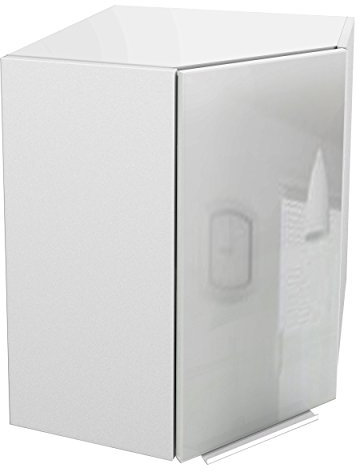 Berlioz Créations CG58HB Eckhängeschrank für Küche, in weißem Hochglanz, 58 x 58 x 70 cm, 100 Prozent französische Herstellung