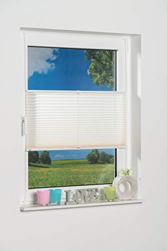 K-home 422148-2 Klemmfix-Plissee 50 x 130 cm (B x L) Creme Lichtschutz +++ Moderne Crushed Optik +++