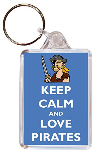 Keep Calm and Love Pirates - Double Sided Large Keyring Key Ring Fob Chain Name Tag