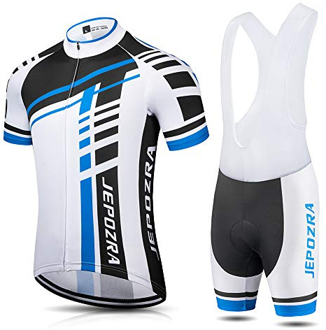 JEPOZRA Traje Ciclismo Hombre Verano Conjunto Bicicleta Ropa MTB Maillot Bici Manga Corta y Culotte Ciclista con Badana Gel