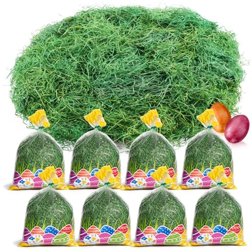 com-four® 480g Hierba de Pascua Verde para nidos, decoración para Manualidades, Lana de Madera para cestas (Aprox. 480 Gramos)