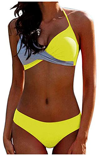2teiliger Badeanzug für sexy Frauen Bikini solide zweiteilige Bademode Badeanzug Strandmode Strandkleidung Set Aussparung Sommer sexy Bikini Sets Strand Push Up Badeanzug Bademode Verkauf, 01 Grau,