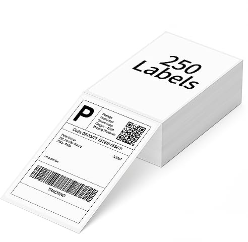 Direct Thermal Labels, Tapsin 4x6 Fanfold Shipping Labels 250 White Thermal BPA Free Permanent Adhesive for Address Mailing Postage USPS UPS FedEx Amazon Ebay