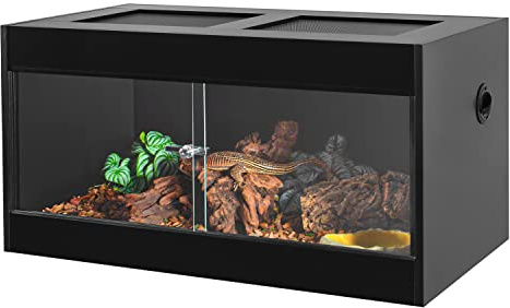 50 Gallon Reptile Enclosure, 36 x 18 x 18 Wooden Reptile Terrarium with Double Hinge Sliding Doors & Top Screen Ventilation, Better Heat Preservation, Suitable for Bearded Dragon Gecko Ball Python
