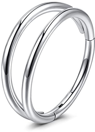 VFUN 18G 6MM 316L Acciaio Inossidabile Incernierato Piercing Septum Doppio Anello Donne Conch Helix Cartilagine Trago Piercing Orecchino Argento