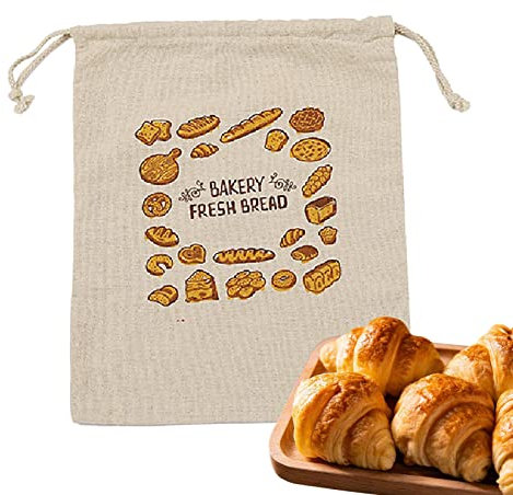 Bolsas de pan de lino para pan casero,Bolsas de pan de tela con cordón | Bolsas de pan ecológicas para el almacenamiento de pan casero Delr