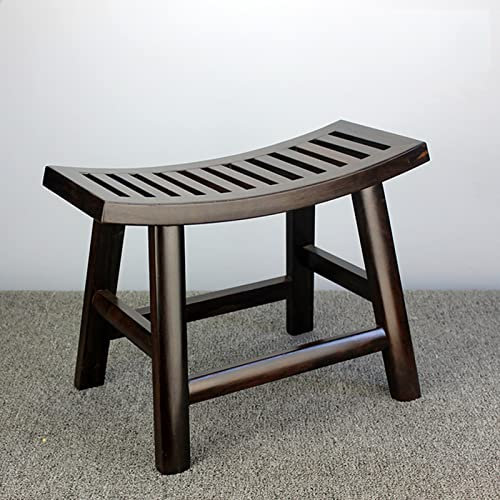 Badhocker aus Holz, schwarz, Badewanne, rutschfest, Spa, Duschhocker aus Holz, wasserdicht, Wohnzimmer, Küche, Büro, Garten, Schuhwechsel, Hocker für ältere Menschen mit Behinderungen (Tail