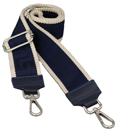 BRISE Taschengurt für Damen & Herren, 5cm Breiter Schultergurt, Verstellbarer 80-130 cm Taschenriemen aus Polyesterstoff und Leder, Stylischer Riemen mit 360 Drehbarer Kopf (Antic - Dunkelblau)