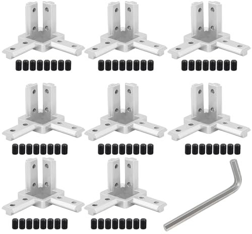 Eckverbinder Profilverbinder 3030 8Stk Winkelverbinder 3-Wege Eck Verbinder Halter Eckhalterung mit Schrauben für Europäisch Standard 8mm T Nut Aluminium Extrusion Profil (3030 8Stk)