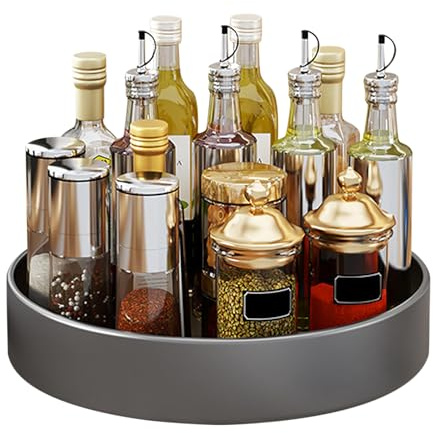 Lazy Susan roterande tallrik organisatör rostfritt stål 32 cm multifunktionell roterande bricka & roterande kök kryddhylla roterande organisatör, kryddhållare vridbar köksförvaring