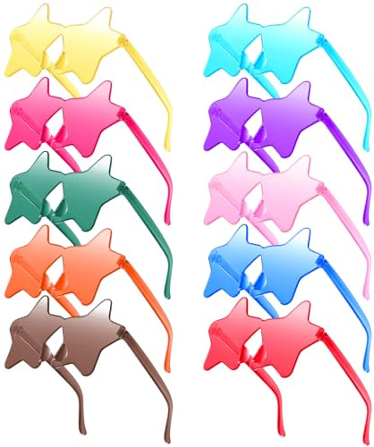 Morcheiong 10/20/30/40 Pack Star Sunglasses Colorful Rimless Sunglasses, Cool Pool Wedding Party Favor Pentagram Glasses (10, mixed color)