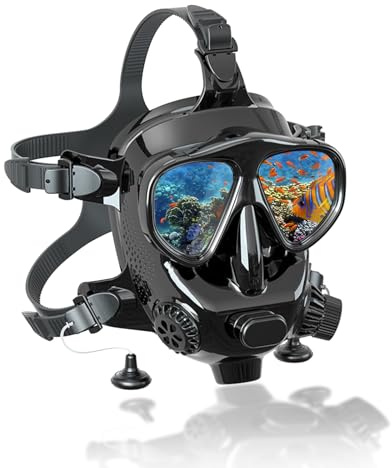 TUDIVING-Maschera subacquea integrale con supporto per telecamera, vista panoramica a 180°, maschera da snorkeling integrale per adulti compatibile con bombola subacquea da 1L/2L