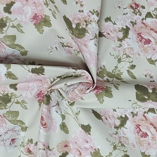 Tessuto al Metro Cotone Panama 280 cm ideale per arredo casa, tende su misura e rivestimenti moderni grazie alla trama resistente, stoffa, tessuto di qualità per cucito creativo (Peonia Rosa)