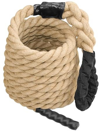 Harilla Cuerda de Escalada para Gimnasio, Cuerda de Entrenamiento para Adultos, Entrenamiento de Fuerza, Cuerda de Yute, Cuerda de Fitness para Uso en, 3 Metros