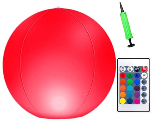 2 Pezzi Palloni Da Spiaggia Gonfiabili Palle Luminose Per Piscina Gonfiabili Palla Spiaggia Inflabile Con LED 16 Colori, 4 Modalità, Telecomando Incluso Ideale Per Feste Estive, Piscina E Spiaggia