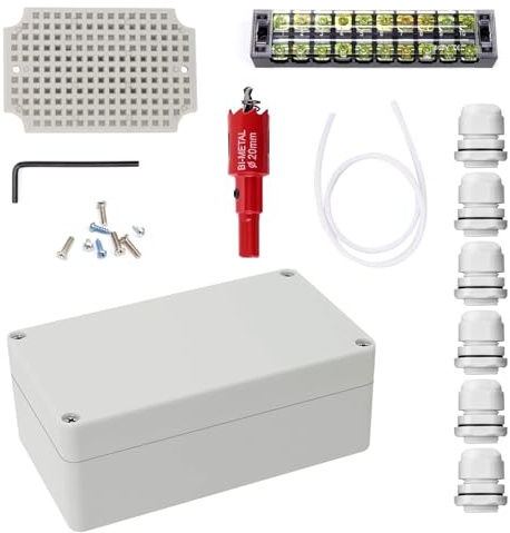 Shwdsy Boite de Derivation Etanche Exterieur, Plastique ABS Boite Derivation Etanche, IP66 Boite Derivation, avec Bornes et Accessoires de Montage, 158 × 90 × 60 mm, pour Usage Intérieur et Extérieur