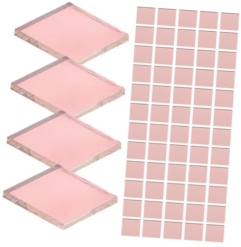 DIYEAH Lot de 100 Carreaux de Miroir Autocollants Carrés en Verre pour Projets Artisanaux et Décoration Moderne Dos Auto-adhésif, pour Meubles et Murs