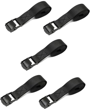 5Pcs Ratchet Tie Down Straps, 0.5m x 20mm Heavy Duty Lashing Straps, Adjustable Black Bike Rack Straps Tensioning Belts with Quick Release Cam Bukle for Vans, Motorcycle, Trucks,Trailer, Luggage
