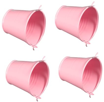 AKOOSY 4 pièces Pot de Fleurs Fer Compact Vintage Seau Décoratif Réutilisable pour Plantes et Mini Pots Roses pour Jardin Intérieur Extérieur