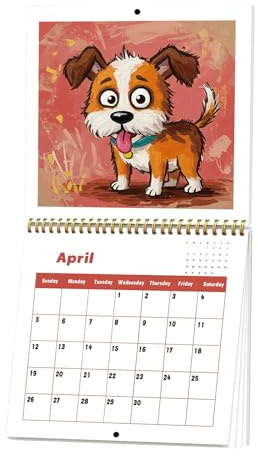 Calendario 2026, planificador mensual semanal diario para perros y organizador de pared con diseño de 12 meses, calendario de pared para perros con uso para agenda de citas, calendario académico