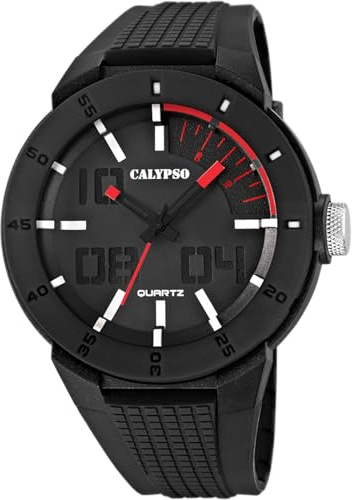 Calypso Herrenuhr Kautschuk Schwarz - Quarz, Wasserdicht 10 ATM - Casual Herrenuhr - K5629/2 Street Style